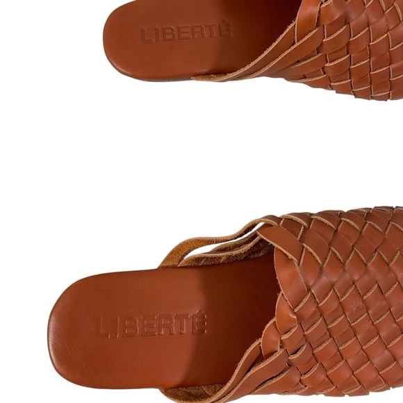 Liberte Tulum Woven Leather Mule Slide Cognac Brown Size 10 - Picture 5 of 12